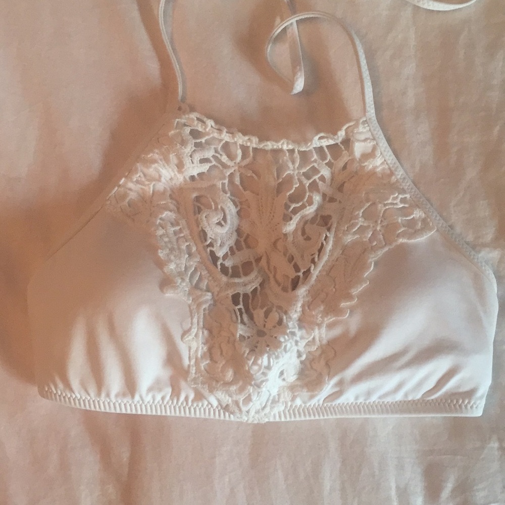 Becca High Neck White Bikini Top